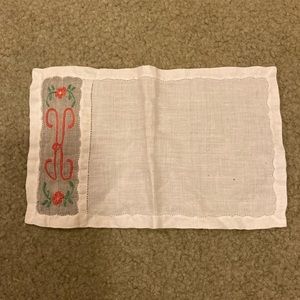 Vintage Handmade Linen Embroidered “K” Handkerchief